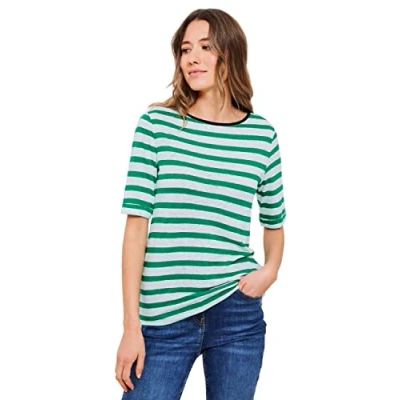 Abbildung von Cecil MIT Streifen Tshirt print, Damen, Größe: XL, Grün