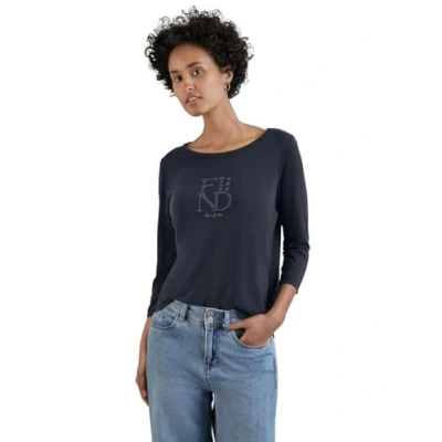 Abbildung von Street One MIT Wording Langarmshirt, Damen, Größe: 38, Blau