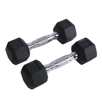 Abbildung von Endless Pair of 2 Kg (2 * 4.4 LB) Hexagon Rubber Coated Dumbbells Black Material: Iron and Perfect for Bodybuilding, Fitness, Weight Lifting Training at Home or Gym
