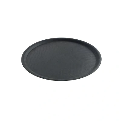 Abbildung von HENDI Serviertablett ø 35 x 2 cm rund Glasfaser Polyester Antirutschbeschichtung spülmaschinengeeignet stapelbar schwarz, Servierplatte