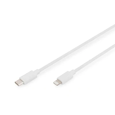Abbildung von DIGITUS Type C zu Lightning MFI C94, 2M Füllung+AL+B Mantel PVC, weiß OD:3.5mm