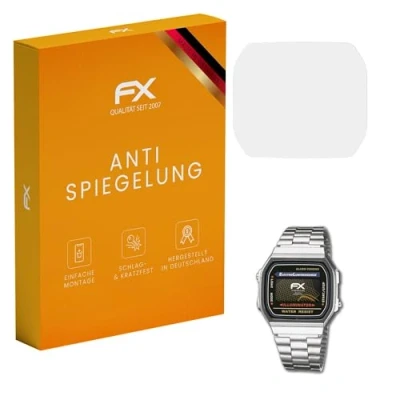 Abbildung von atFoliX Panzerfolie kompatibel mit Casio A168WA 1YES Schutzfolie, entspiegelnde und stoßdämpfende FX Folie (3X)