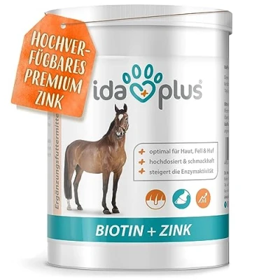 Abbildung von Ida Plus Biotin + Zink Rundumversorgung hochdosiert VERGLEICHSSIEGER Premium für Pferde verbessert Hufqualität Haut, Fell &amp; Immunsystem bei Mauke, Hufproblemen mehr 750g