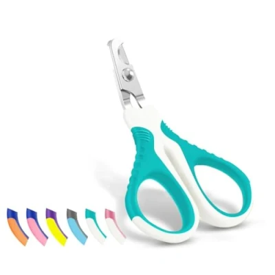 Abbildung von WePet Haustier Nagelschere (U07.1), Professionelle Krallenschere, Gebogene Schere speziell für Katzen, Kätzchen, Hunde, Welpen, Kleintiere, Weiß/Thulian Pink