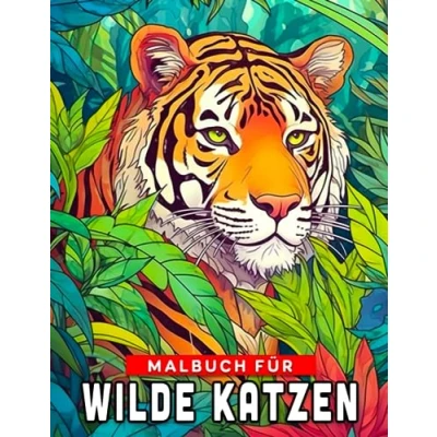 Abbildung von Malbuch für wilde Katzen: Fabelhafte Ausmalbilder mit wunderschönen Illustrationen von Wildkatzen zur Entspannung und Stressbewältigung Erwachsene