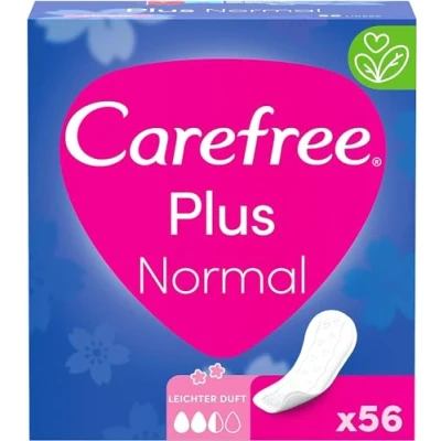 Abbildung von Carefree Slipeinlagen Plus Normal mit leichtem Duft (56 Stück), super saugstarke Slipeinlagen, um Flüssigkeiten sofort einzuschließen, Größe