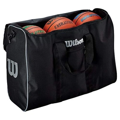 Abbildung von Wilson Basketball Reisetasche, 6 BALL TRAVEL BAG, 3 Fächer für bis zu Bällen und Material, Außentasche, Schultergurt, WTB201960