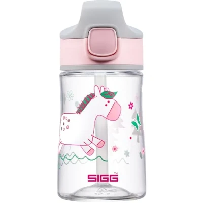 Abbildung von SIGG Miracle Kinder Trinkflasche (0.35 L), Kinderflasche mit auslaufsicherem Deckel, einhändig bedienbare Strohhalm, Pink