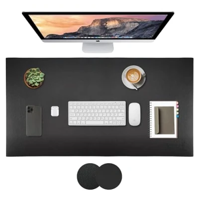 Abbildung von SMART 80 x 40cm Tischunterlage, Schreibtischunterlage, Mauspad, Büroausstattung, Schreibtischschutz, Kunstleder, doppelseitig, Schwarz