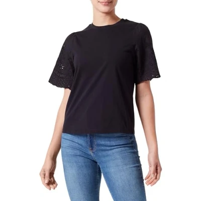 Abbildung von YAS Yaslex Sleeves Tshirt print, Damen, Größe: XS, Black