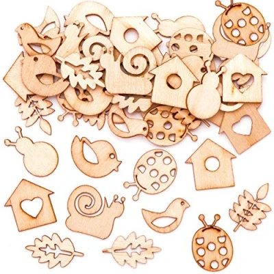 Abbildung von Baker Ross Garten Mini Holzformen (45 Stück) Bastelidee zu Ostern für Kinder zum Zusammensetzen und Dekorieren