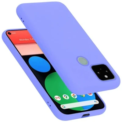 Abbildung von Cadorabo Hülle kompatibel mit Google Pixel 5 Silikon Handyhülle für Case aus flüssigem Kratzfeste und stoßfeste dünne TPU Schutzhülle Liquid HELL LILA