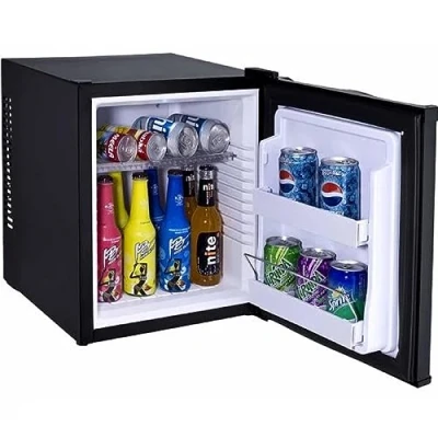 Abbildung von Syntrox Minikühlschrank Hotelkühlschrank Minibar 28 L, Leicht zu reinigen, Liter Volumen, Blaues LED Licht, Umweltfreundlich, Kühlleistung bis 11 C