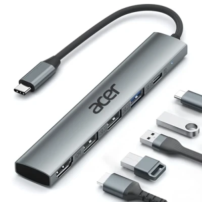 Abbildung von acer USB C Hub 5 in 1, Tragbarer 4K HDMI Adapter PD 100W, 3X A Datenport, auf kompatibel mit Laptop, Chromebook, Surface, Galaxybook, MacBook Pro/Air, iPad Pro/Air