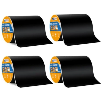 Abbildung von ADHES Butylband Dichtungsbänder 50mm x 5m, 4 Rollen Wetterbeständig und Wasserdicht, Deckbalkenband Dach Reparaturband, Ideal für Holzdecks, Balken, Dächer den Außeneinsatz