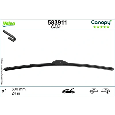 Abbildung von Scheibenwischer Valeo Canopy 583911 600mm Flachbalkenwischblatt, Wischgummi aus &gt;80 % nachhaltigen Materialien OPEL: Meriva A