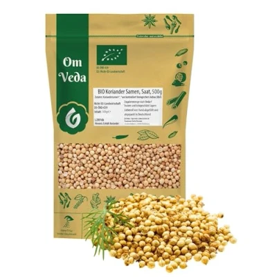 Abbildung von BIO Koriander Samen Ganz 500g Koriandersamen Koriandersaat Organic Coriander Seeds OmVeda Gewürze für Küche (500g)