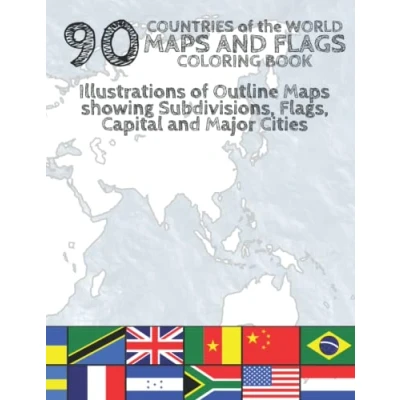 Abbildung von 90 Countries of the World Maps and Flags Coloring Book: Illustrations Outline showing Subdivisions, Flags, Capital Major Cities