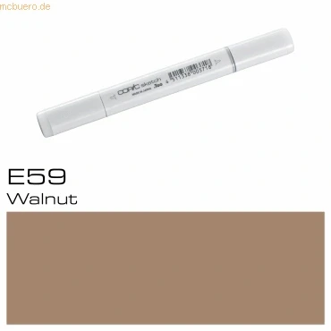 Abbildung von COPIC Sketch Marker Typ E 59, Walnut, professioneller Pinselmarker, mit einer Super Brush Spitze und Medium Broad