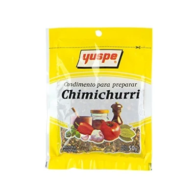 Abbildung von Chimichurri , typische argentinische Gewürzmischung für Fleisch, im Beutel mit 50g.