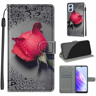 Abbildung von Hülle Kompatibel with Blackview A52, A52 PU Leder Wallet Ständer Case, Handyhülle Schutzhülle Magnetisch Lederhülle Slot [Stand Function] [Card Slots] für Rose