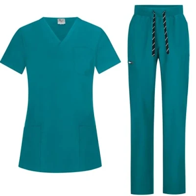 Abbildung von B well Bella Damen Schrubb Set Schlupfkasack + Schlupfhose Medizin Arzt Uniform Schlupfjacke Oberteil mit Hose Medizinische Berufsbekleidung Elastan (Karibik, S)