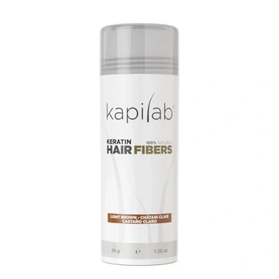 Abbildung von Kapilab Streuhaar Hellbraun, Premium Haarpuder zur Haarverdichtung Haarfasern für Dünner Werdenes Haar Keratin Haarpulver Mehr Volumen Hair Fibers Männer und Frauen 25 gramm