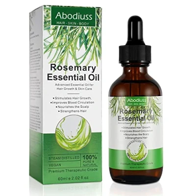 Abbildung von 60ml Rosmarinöl für Haare und Kopfhaut, Rosemary Oil for Hair, Stimuliert Haarwachstum Haaröl gegen Haarausfall, 100% Naturreines Rosmarin Öl Hautpflege, Aromatherapie