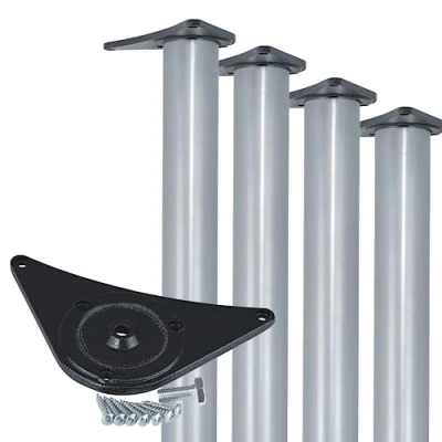 Abbildung von Gedotec Tischbeine Metall Silber matt D 60 mm [EXTREM STABIL] 4 Stück Tischfüße I Höhenverstellbar Höhe 710 + 30 inkl. Befestigungsmaterial Schreibtisch Beine Table Legs