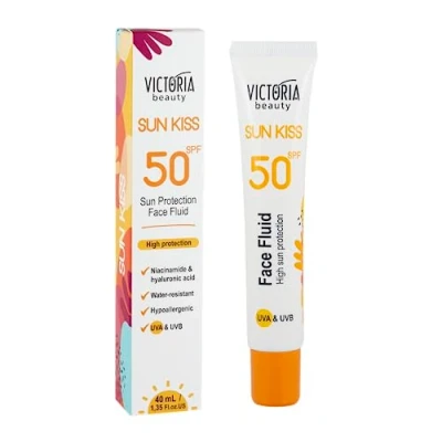 Abbildung von Victoria Beauty LSF 50 Sonnenfluid für das Gesicht mit Hyaluronsäure, wasserfest, Sun Protection Face Fluid SPF 50, UVA und UVB, Sonnenschutz hohem Breitspektrumschutz, 40ml