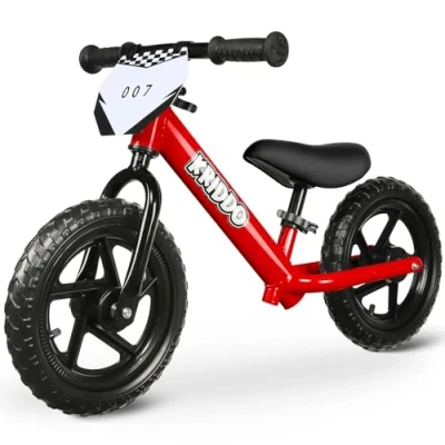 Abbildung von KRIDDO Kinder Laufrad ab 2 Jahren, Lauflernrad Spielzeug für 18 Monate bis 5 Jahre, 12 Zoll mit individualisierbarem Schild, Geschenk Fahrrad Jungs und Mädchen, Baby Balance Bike(2 3 Jahre), Rot