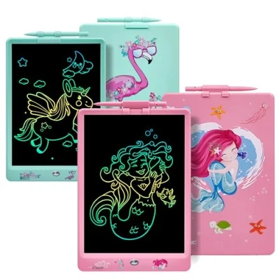Abbildung von DYNASONIC (Pack 2 Stück DYNA PM Flamingo + Sirene) 10 Zoll LCD Farb Schreibbrett für Kinder, magnetische Zeichentafel zum Zeichnen, Lernspielzeug, Geschenk Kinder
