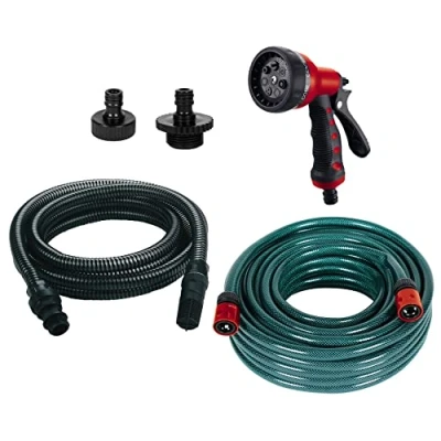 Abbildung von Einhell Saugschlauch Saug &amp; Druck (OFP), (Set), 7 teilig, 4m Saugschlauch, 20m Gartenschlauch inkl. Adaptern