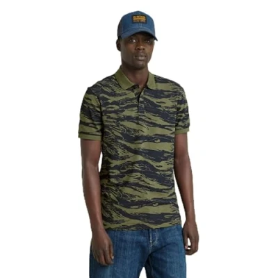 Abbildung von G STAR RAW Herren Dunda Slim Allover Poloshirt , Mehrfarben (shadow olive 2L tiger camo D24359 C335 G393), M