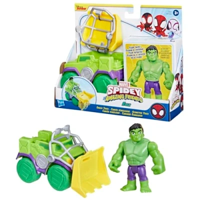 Abbildung von SPIDEY AND HIS AMAZING FRIENDS Marvel Hulk Schmetter Truck, Action Figur mit Fahrzeug und Accessoire, Vorschulspielzeug, grün