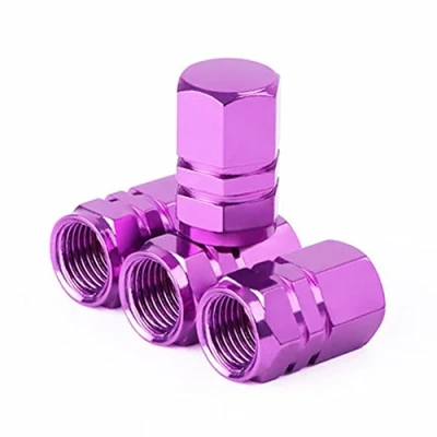 Abbildung von RAILONCH Auto Reifen Ventilkappen Aluminiumlegierung Universal Rad Staubschutzkappen für Staubdicht Kappe Radschaft Luft Ventilkappe, 4Stück (Hexagon Violett)