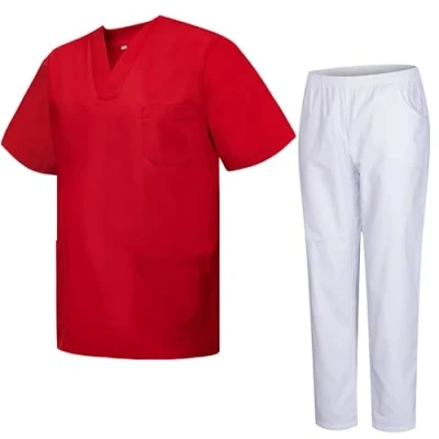 Abbildung von MISEMIYA Unisex Schrubb Set Medizinische Uniform mit Oberteil und Hose 817 8312 BLANCO Large, Rot
