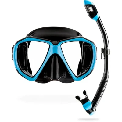 Abbildung von Cressi Ranger Schnorchelset Schnorcheln Set mit Schnorchel und Taucherbrille, wasserdichte Tauchmaske Anti Fog Leck aus Gehärtetem Glas, 3 Kanal Premium Dry für Erwachsene
