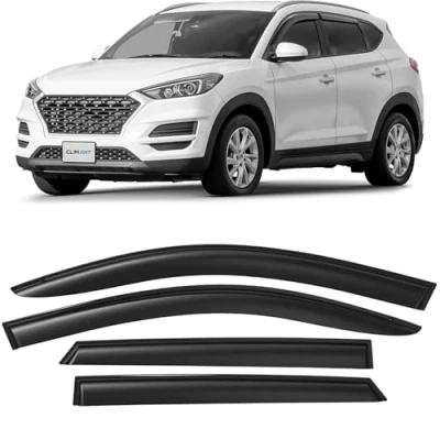 Abbildung von CLIM ART Windabweiser für Hyundai Tucson 2015 2020 Autofenster Regenschutz, Regenabweiser, Anklebbare Deflektoren, 4 Stück, Schwarz