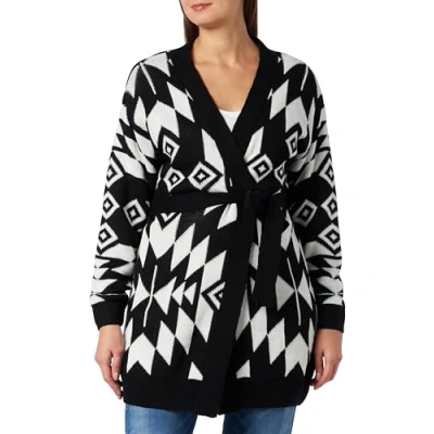 Abbildung von nascita Women&#039;s Damen Offener Strick Cardigan 19025436 NA03, Schwarz Weiss, XS/S Sweater