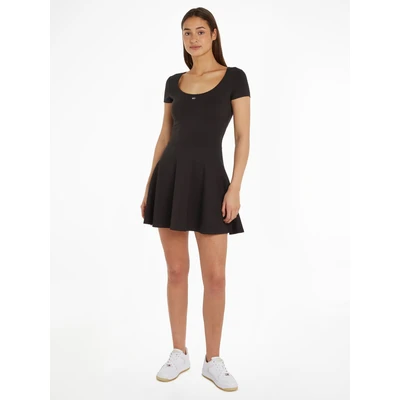 Abbildung von Tommy Jeans FIT &amp; Flare Dress Freizeitkleid, Damen, Größe: 52, Black