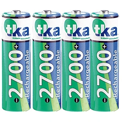 Abbildung von tka Köbele Akkutechnik AA Akku: 4er Set NiMH Akkus Typ AA/Mignon, 2.700 mAh, mit Aufbewahrungs Box (Batteriebox AA, Akku Batterie aufladbare)
