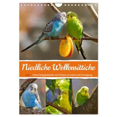 Abbildung von Niedliche Wellensittiche (Wandkalender 2025 DIN A4 hoch), CALVENDO Monatskalender