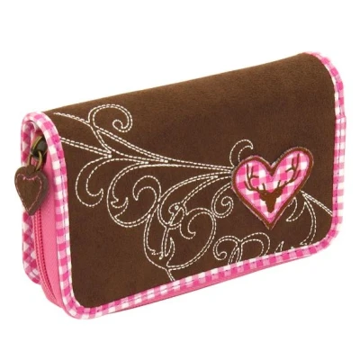 Abbildung von Friedrich23 RV Damenbörse, Bavaria, Velvet, Braun/Rosa Münzbörse, 16 cm,