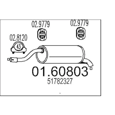 Abbildung von MTS 01.60803 Endschalldämpfer 1120 FIAT: Punto III Schrägheck, Grande Evo Schrägheck