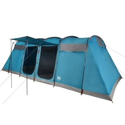 Abbildung von vidaXL Tunnel Familienzelt 8 Personen, Campingzelt mit Steckverbindungssystem, Wasserdicht Tunnelzelt Heringen Abspannseilen, Gruppenzelt, Blau 185T Polyester
