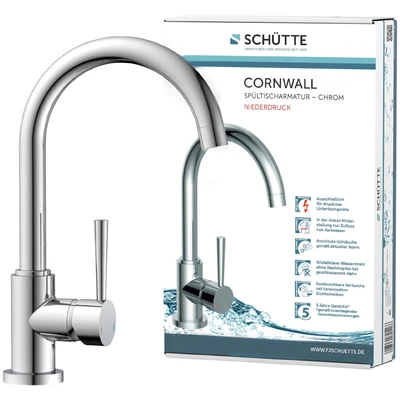 Abbildung von Schütte Spültischarmatur &quot;Cornwall&quot;, Niederdruck, 360 schwenkbarer Wasserhahn, Mischbatterie