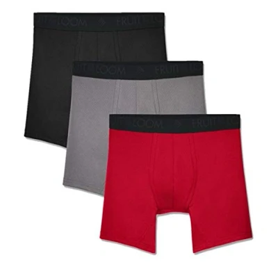 Abbildung von Fruit of the Loom Herren Atmungsaktive Boxershorts, feuchtigkeitsableitende Unterwäsche, Multipacks Retroshorts, Regular Leg Micro Mesh 3er Pack Sortiert, X Large