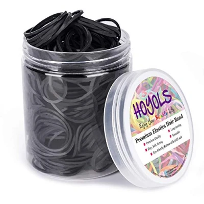 Abbildung von HOYOLS 3.8cm Große Gummibänder für schwarzes Haar Krawatten Flechten Pferdeschwanz Halter Frauen Mädchen Handwerk Büro Lieferant keine Beschädigung 330pcs (L)