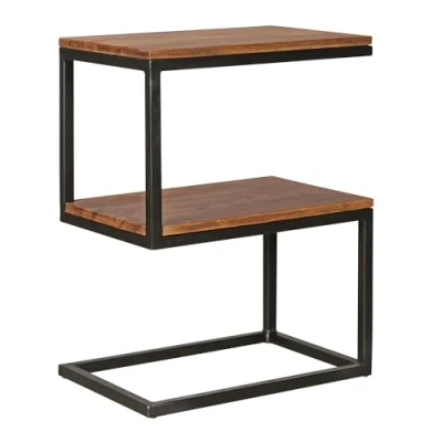 Abbildung von FINEBUY Beistelltisch SuVa10296_1 (S Form Massivholz Sheesham / Metall 45 x 60 30cm), Kleiner Wohnzimmertisch, Sofatisch Anstelltisch